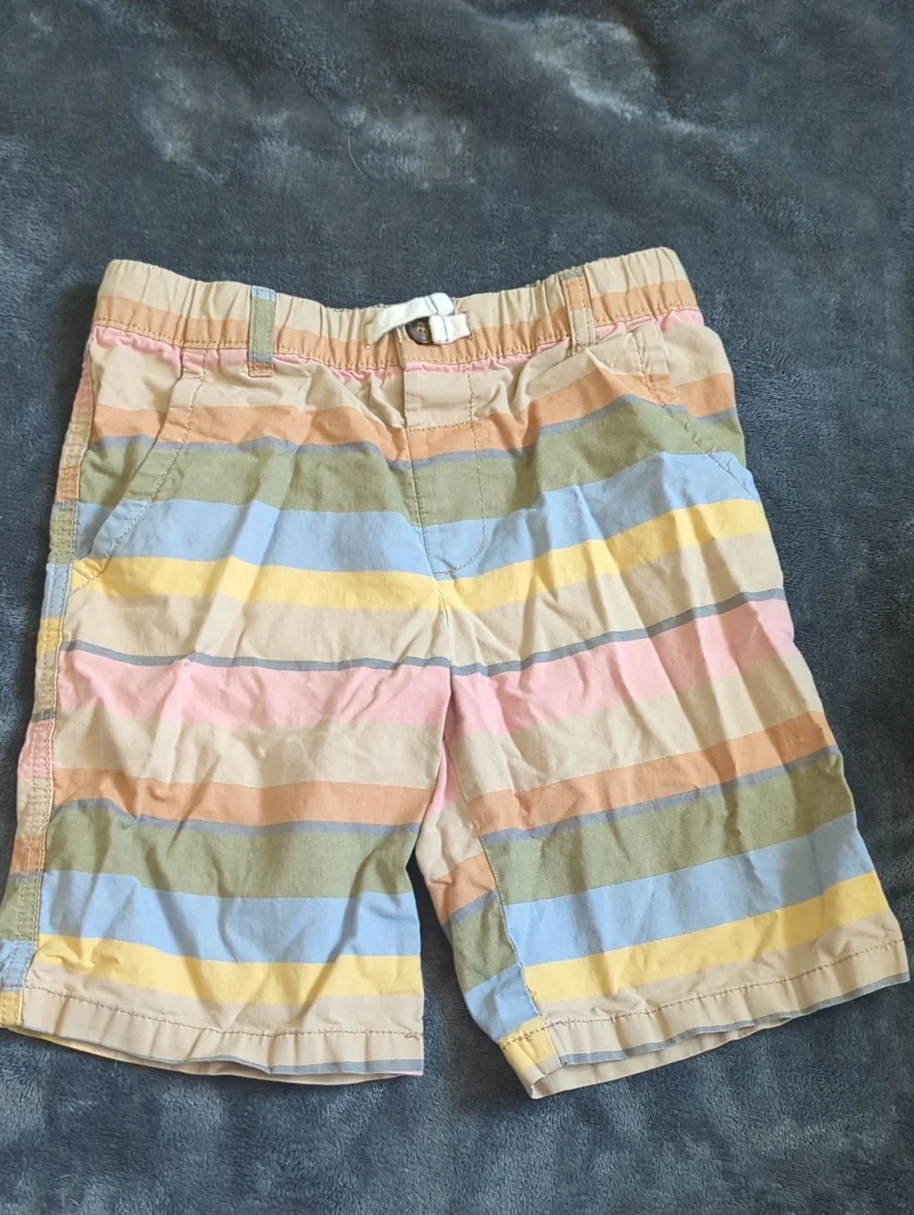 Boy's Multicolor Pastel Stripe Cotton Shorts